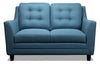 Novalee 57\" Linen-Look Fabric Loveseat with Flared Arms and Button Tufting - Blue