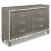 Max Bedroom 6-Drawer Dresser, 66\"W x 41\"H, Glam - Silver