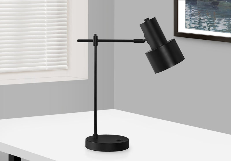 21\" Black Metal Desk/Task Lamp with USB Charging