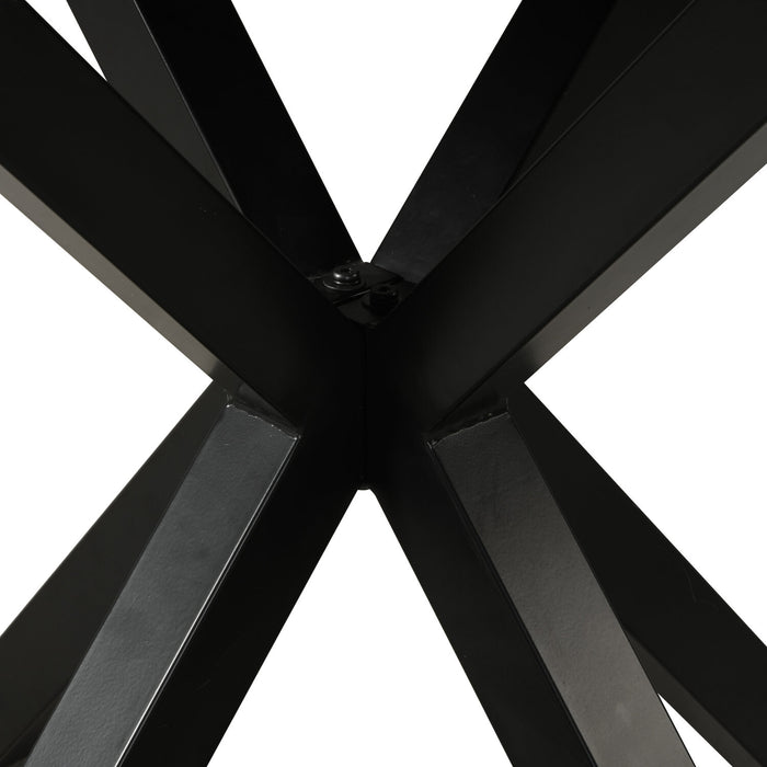 Verona Dining Table with Culture Marbled Top, Metal, Geometric Base, 42\"W Round - White