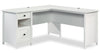 Cayla 59.06\" L-Shaped Office Desk with File Drawer - Soft White