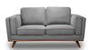 Kort & Co. Kassia 65.4\" Linen-Look Fabric Loveseat with Wood Base and Legs - Grey