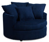 Made in Canada Grande 48\" Chenille Fabric Cuddler Accent Chair - Groove Midnight Blue