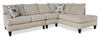 Made in Canada Nofia 3-Piece Right-Facing Chenille Fabric Sectional with Accent Pillows and Wood Legs - Linen Beige