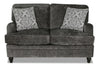 Made in Canada Bellmont 64\" Chenille Fabric Loveseat with Reversible Cushions and Wood Legs - Charcoal Grey