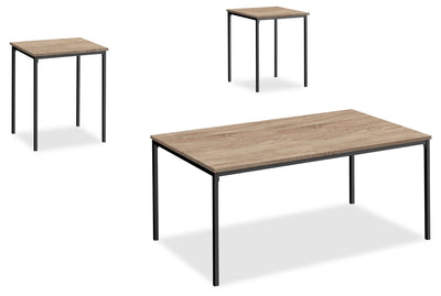 Easton 42" Modern 3-Pack Coffee + 2 End Tables - Taupe with Black Metal Legs|Ensemble 3 tables modernes Easton de 42 po (table à café et 2 tables de bout) - taupe avec pattes en métal noir