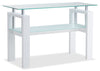 Harvy  50\" Modern  Glaass Top Sofa Table with Shelf - White