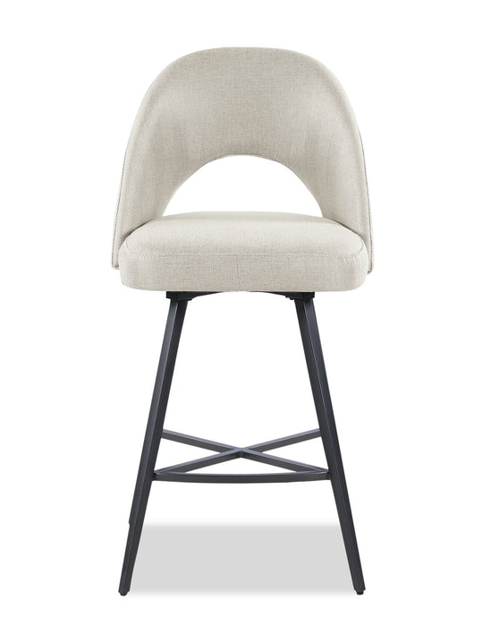 Elijah Counter-Height Stool with Swivel Seat, Linen-Look Fabric, Metal - Taupe