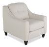 Made in Canada Cindy Crawford Home Kylie 32\" Linen-Look Fabric Chair with Button Tufting - Zeus Pearl