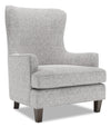 Made in Canada Sofa Lab Customizable Wingback 32\" Linen-Look Fabric Accent Chair - Luna Domino Grey