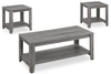 Kalen 42\" Modern 3-Pack Coffee + 2 End Tables with Shelf - Grey
