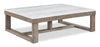 Corsa 56\" Modern Coffee Table - Marble Top with Grey Brown Wood Base