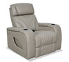 Elite 38\" Genuine Leather Massage Power Reclining Chair with Power Headrest and Storage Armrests - Putty