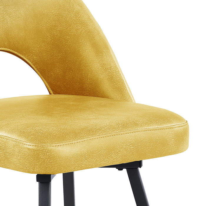 Kort & Co. Bay Counter-Height Stool with Swivel Seat, Vegan Leather Fabric, Metal - Mustard