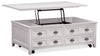 Heron Cove 50\" Traditional Lift Top Coffee Table with Storage and Casters - White Pine
