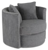 Made in Canada Petite 36\" Chenille Fabric Swivel Cuddler Accent Chair - Teddy Nightfall Grey