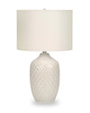 25\" Cream Textured Ceramic Table Lamp with Ginger Shade