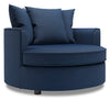 Made in Canada Sofa Lab Customizable Cuddler 48\" Linen-Look Fabric Accent Chair - Pax Navy Blue