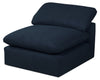 Eclipse Modular 38\" Linen-Look Fabric Armless Chair with Reversible Feather Down Cushions - Navy Blue