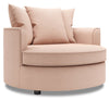 Made in Canada Sofa Lab Customizable Cuddler 48\" Linen-Look Fabric Accent Chair - Pax Rose Pink