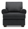 Made in Canada Sofa Lab Customizable Roll 42\" Linen-Look Fabric Chair with Rolled Arms - Pax Pepper Grey
