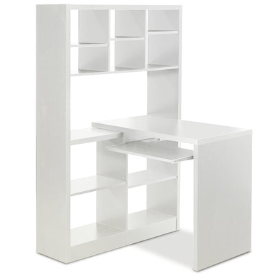 Mollie Reversible Desk with Bookcase - White