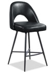 Elijah Counter-Height Stool with Swivel Seat & Vegan Leather Fabric, 26\"H, Metal - Black