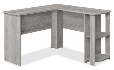 Eason 47" L-Shaped Office Desk with Shelf - Grey|Bureau en forme de L Eason de 47 po avec tablette - gris