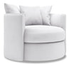 Made in Canada Sofa Lab Customizable Nest 41\" Linen-Look Fabric Swivel Accent Chair - Pax Ice White