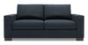 Made in Canada Customizable Sofa Lab Track 75\" Linen-Look Fabric Condo Size Sofa with Track Arms - Luna Sailor Blue