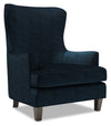 Made in Canada Sofa Lab Customizable Wingback 32\" Chenille Fabric Accent Chair - Luxury Indigo Blue