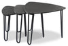 Hamilton 22\" Modern Triangular 3-Pack Nesting Tables - Grey Marble Look Top with Black Metal Legs