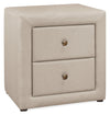 Zara Upholstered Bedside 2-Drawer Nightstand, 20.5\"W x 20.75\"H - Beige
