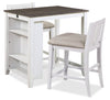 Lane 3pc Counter-Height Dining Set with Table & 2 Chairs, Built-in Shelves & USB, 36.5\"W - White