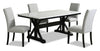 Verona 5pc Dining Set with Table & 4 Chairs, Culture Marbled Top, Trestle Base, 70\"W - White