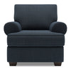 Made in Canada Sofa Lab Customizable Roll 42\" Linen-Look Fabric Chair with Rolled Arms - Luna Sailor Blue