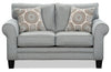 Made in Canada Tula 65\" Fabric Loveseat with Rolled Arms and Accent Pillows - Mist Grey