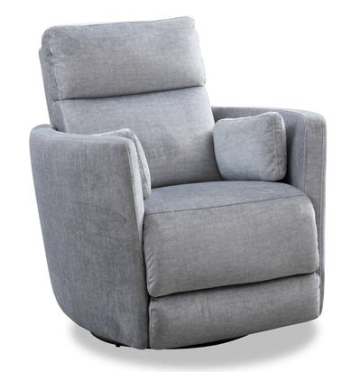 Ember 36" Fabric Swivel Power Reclining Chair - Silver Cotton | Fauteuil pivotant à inclinaison électrique Ember de 36 po en tissu - coton argenté