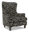Made in Canada Sofa Lab Customizable Wingback 32\" Fabric Accent Chair - Peppercorn Multicolour