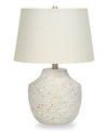 20\" Cream Textured Concrete Table Lamp with Ivory Shade