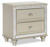Tyra Bedside 2-Drawer Nightstand, 28\"W x 29\"H, Glam - Champagne