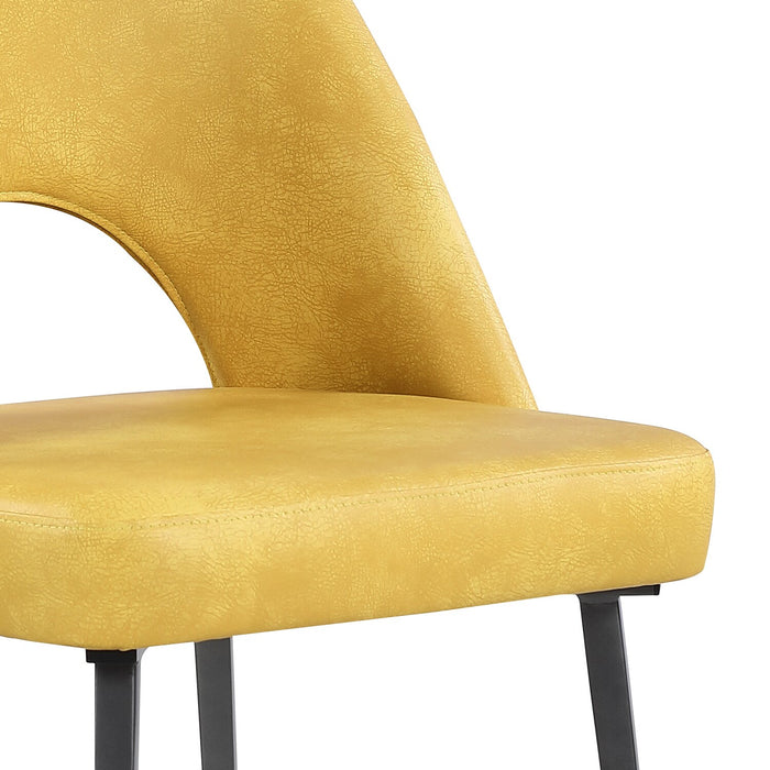 Kort & Co. Bay Dining Chair with Vegan Leather Fabric, Metal - Mustard