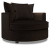 Made in Canada Sofa Lab Customizable Cuddler 48\" Chenille Fabric Accent Chair - Luxury Chocolate Brown