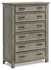 Levi Bedroom Chest of Drawers, 6-Drawer, 39\"W x 56\"H, Wood - Drift Grey