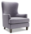 Made in Canada Sofa Lab Customizable Wingback 32\" Velvet Fabric Accent Chair - Granite Grey