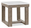 Corsa 24\" Modern End Table - Marble Top with Grey Brown Wood Base