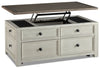 Colby 46\" Rustic Lift Top Coffee Table with Storage and Casters - Two Tone Wood