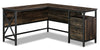 Lewis 59.84\" L-Shaped Office Desk with 2-Drawers - Carbon Oak