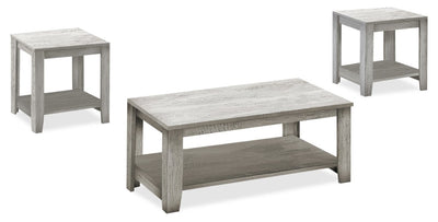 Lincoln 42" Traditional 3-Pack Coffee + 2 End Tables with Shelf - Grey |Ensemble 3 tables traditionnelles Lincoln de 42 po (table à café et 2 tables de bout) avec tablette - gris