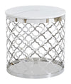 Belle 19.75\" Glam Round End Table - White Marble Top with Stainless Steel Base